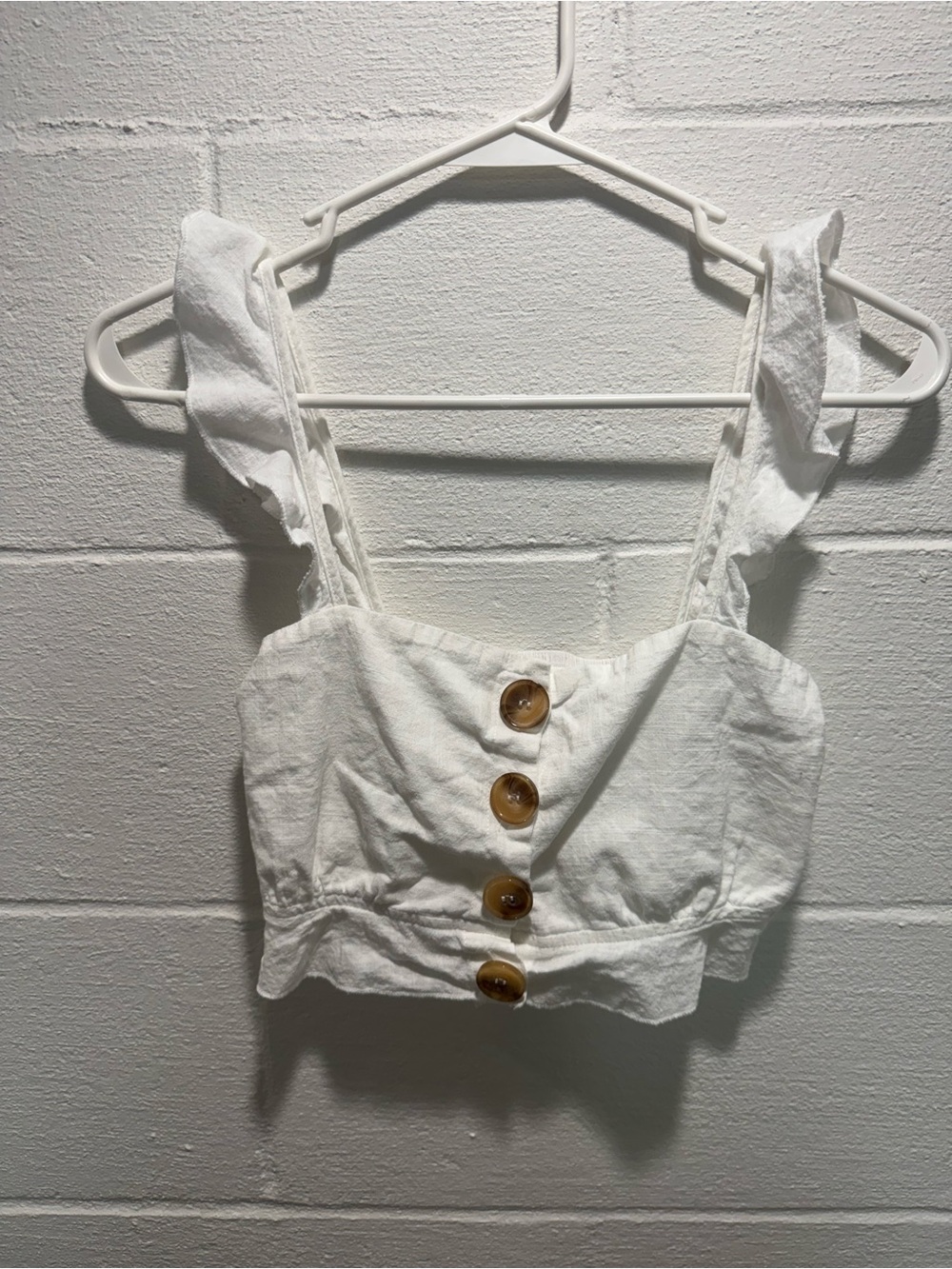 Princess Polly White Smocked Ruffle Crop Top Cottagecore Coquette Size US 4